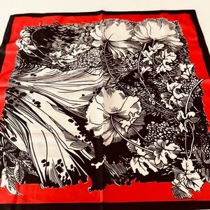 Floral  Scarf - Red and Black